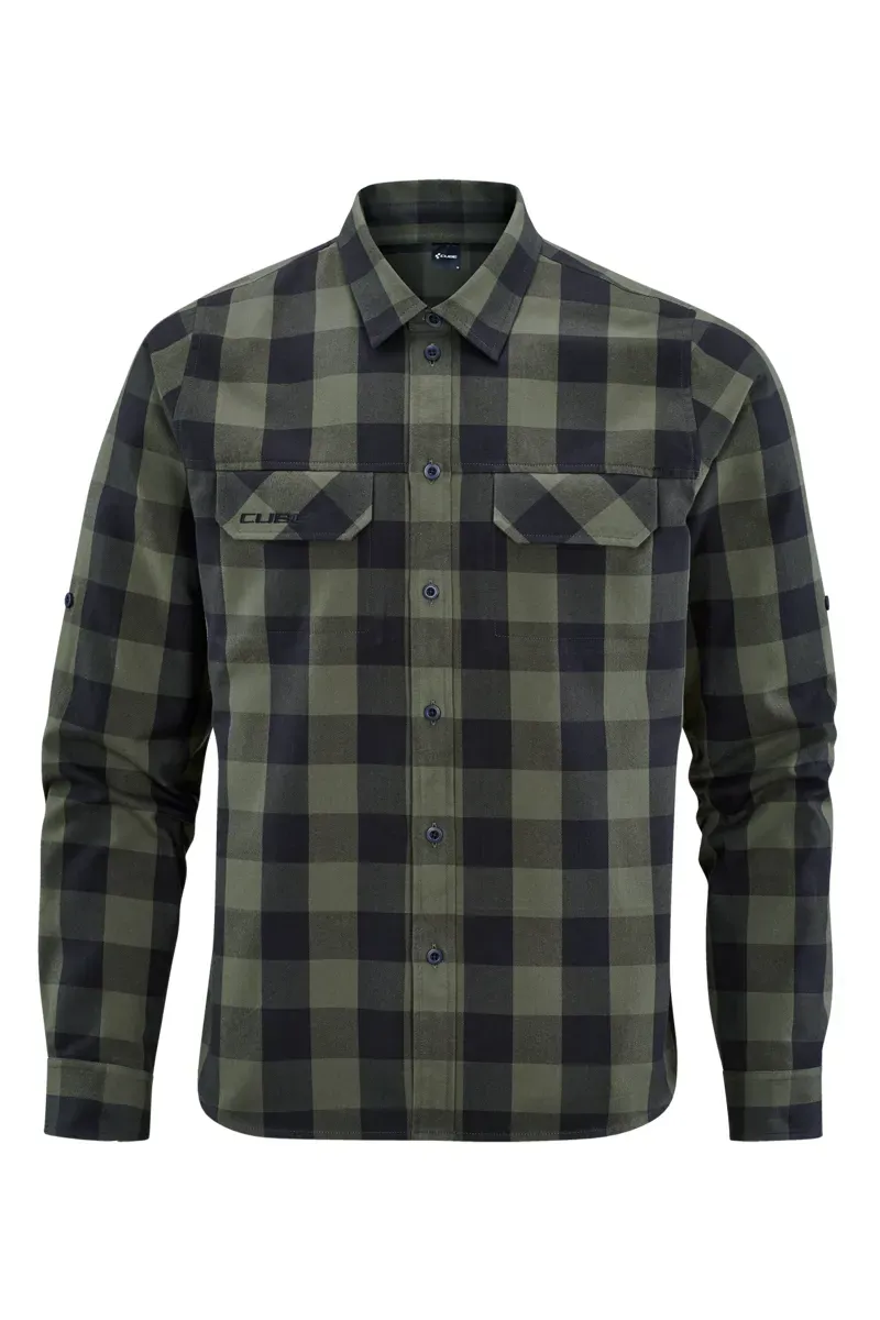 Cube Work Shirt L/S In Olive Check