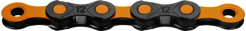 KMC X12 DLC Waxed Chain 126 Links In Black/Orange
