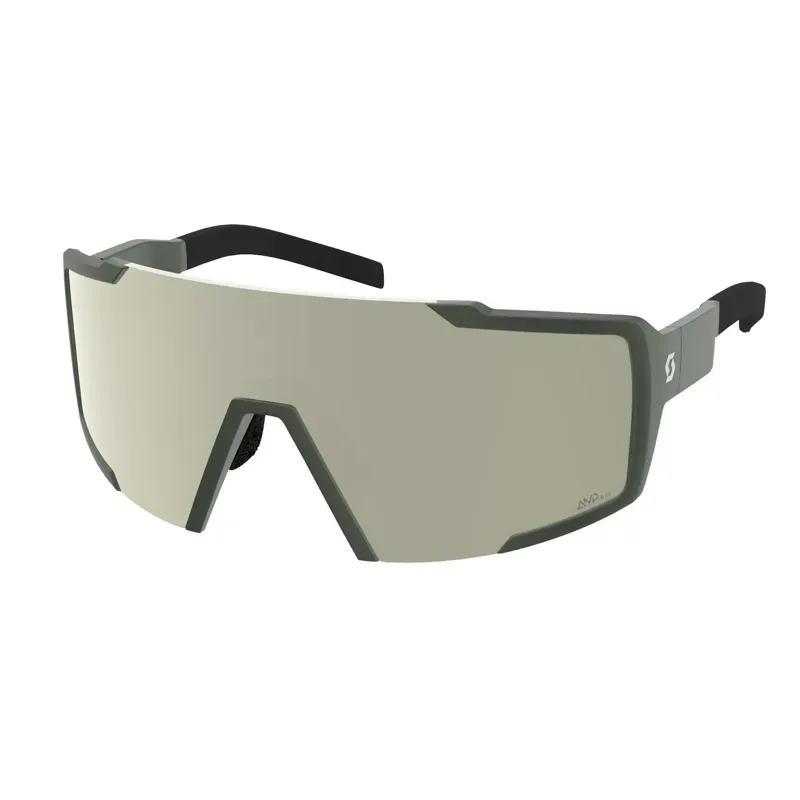 Scott Shield Sunglasses in Kaki Green/AMP White Chrome S2