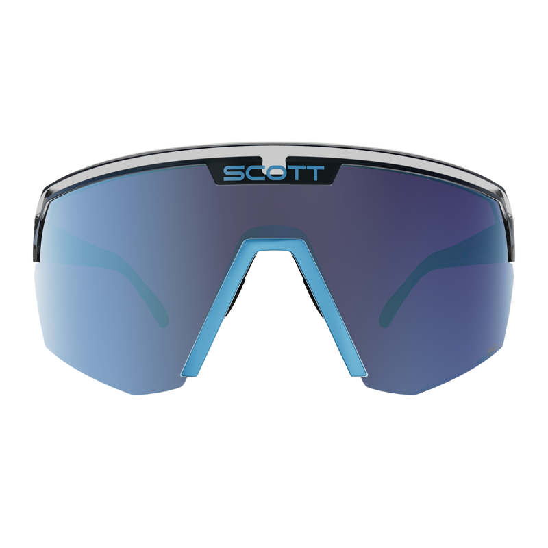 Scott Sport Shield Sunglasses in Black/Neon Blue/AMP Beryl Blue Chrome S3-1