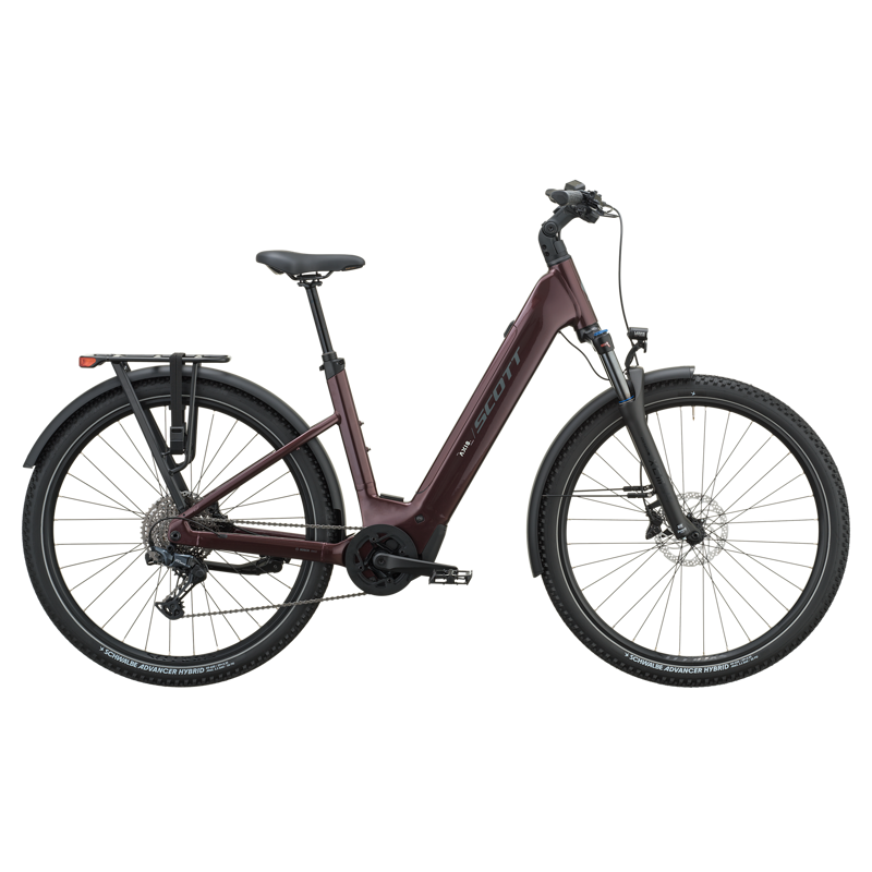 Scott Axis 10 Wave E-Hybrid Bike in Aubergine Red