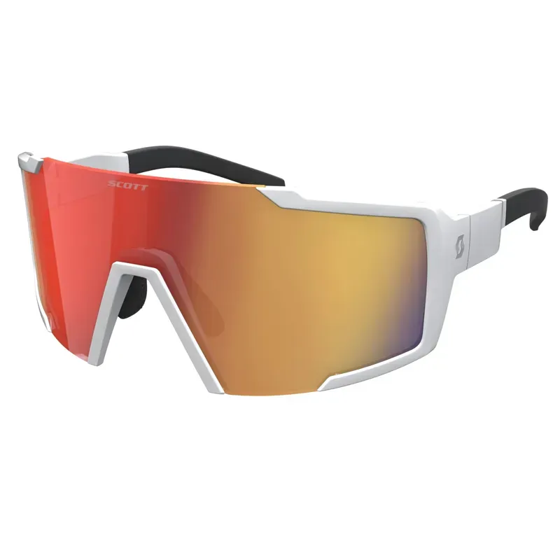 Scott Shield Sunglasses in White Matt/Red Chrome