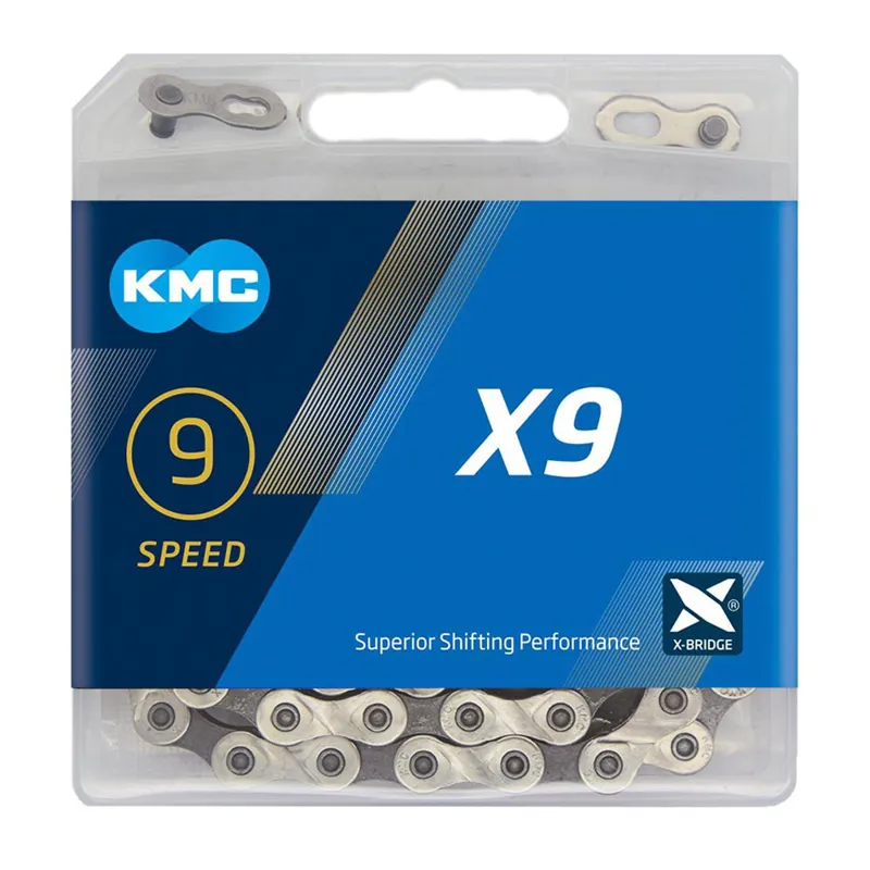 KMC X9 Bike Chain 9 Speed 116 Links Silver with Quick Link-1