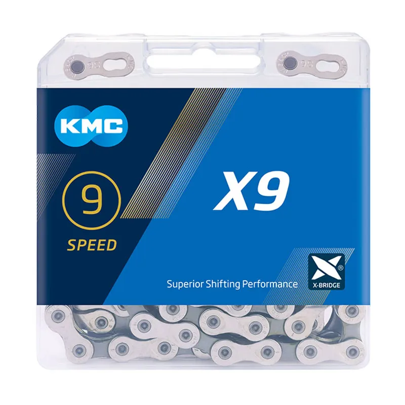 KMC X9 Silver/Grey Bike Chain 9 Speed Silver-1