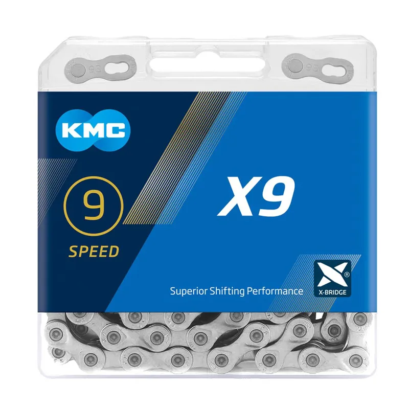KMC X9 Bike Chain 9 Speed 116 Links Silver with Quick Link-2