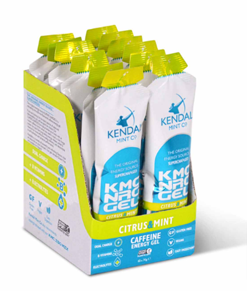 Kendal Mint KMC NRG GEL Caffeine Energy Gel in Citrus and Mint x 12 Gels