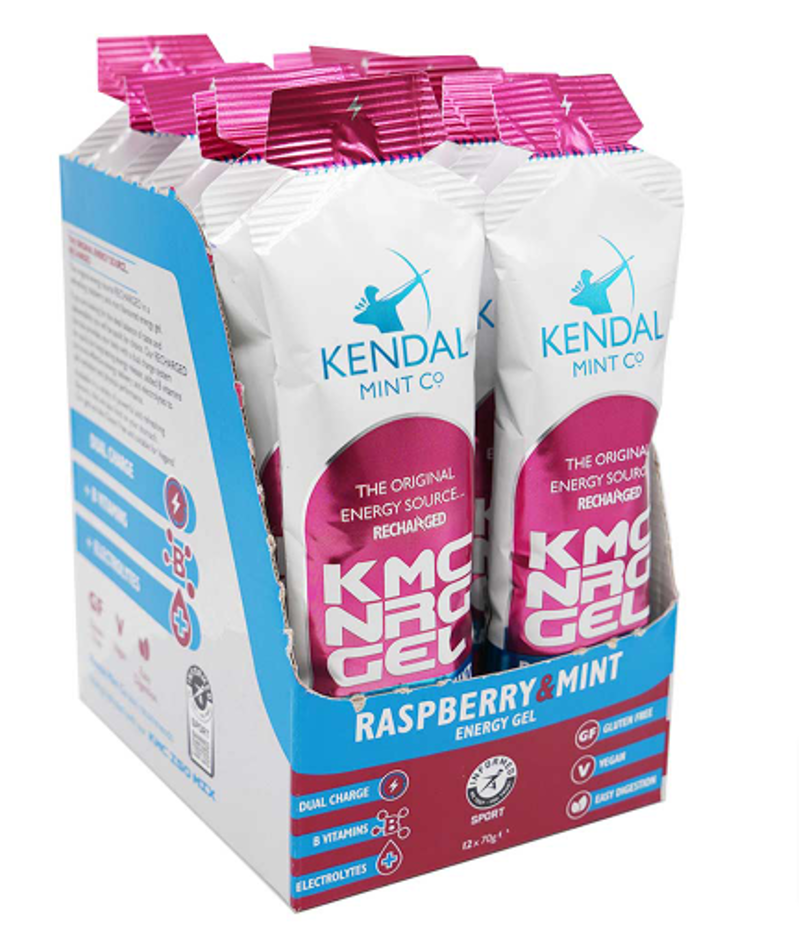 Kendal Mint KMC NRG GEL Caffeine Energy Gel in Raspberry and Mint x 12 Gels