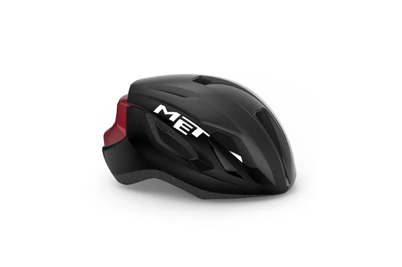 MET Strale Road Helmet in Black Red Metallic / Glossy 