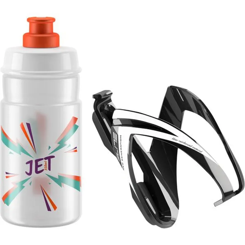 Elite Bottle Cage + Bottle Jet Youth Kit Orange White 350 ml