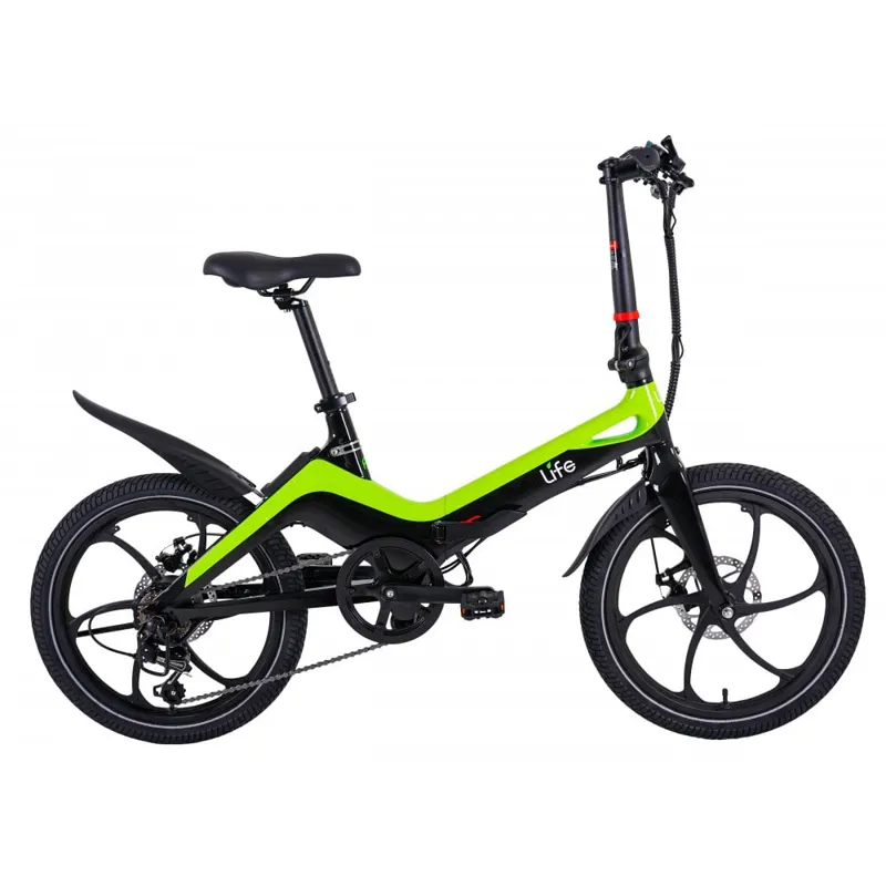 Li-Fe Flo 20in Folding Electric Bike in Black/Green