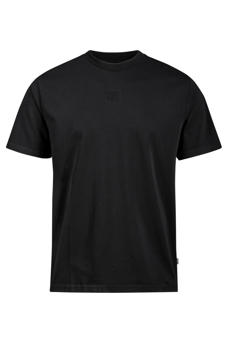 Cube Organic T-Shirt Embossed Gty Fit in Black