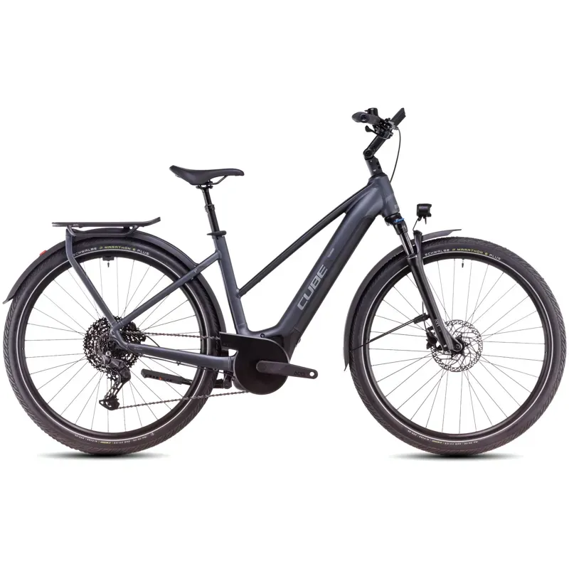 Cube Touring Hybrid Pro 625 Trapeze Electric Bike in Metallic Grey/Chrome