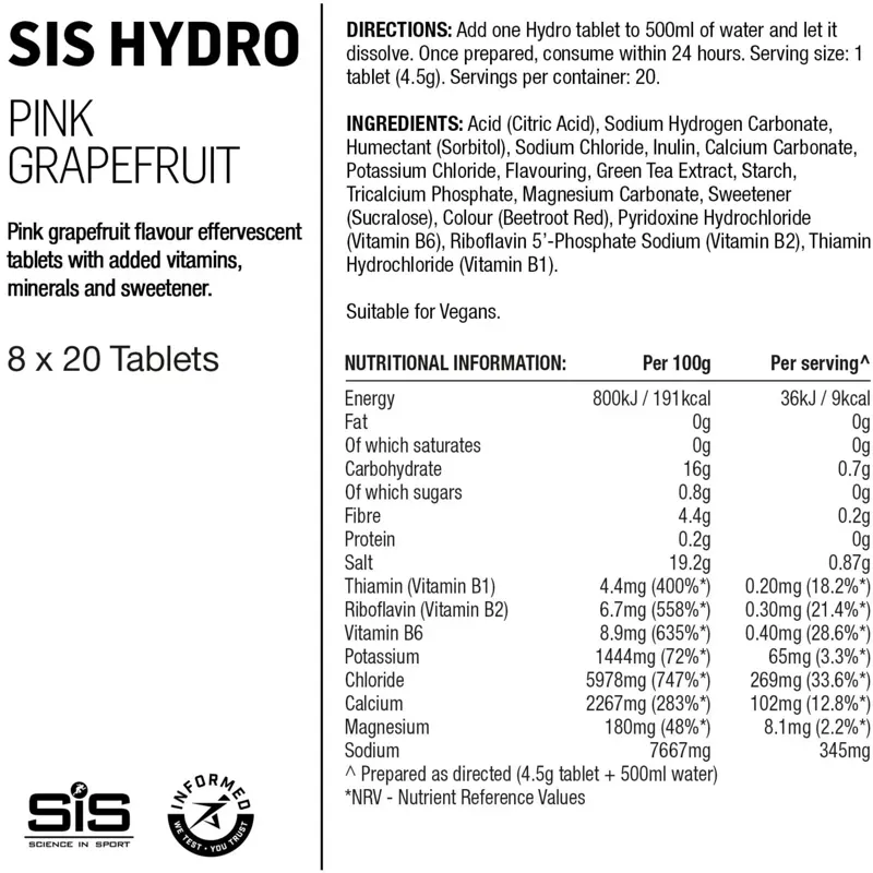 Science in Sport GO Hydro 8 Pack Hydration Drink Tablets in Grapefruit-2