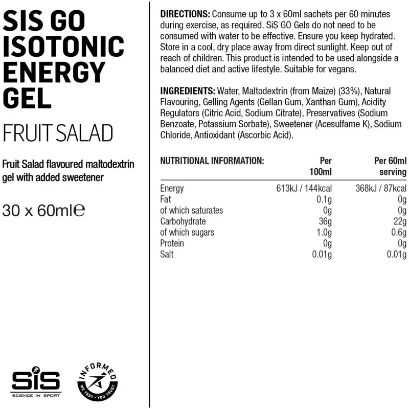 Science in Sport GO Isotonic 30 Pack Energy Gels in Fruit Salad-2
