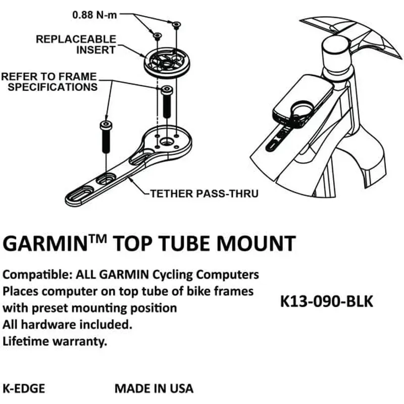 K-Edge Garmin Top Tube Mount in Black-2