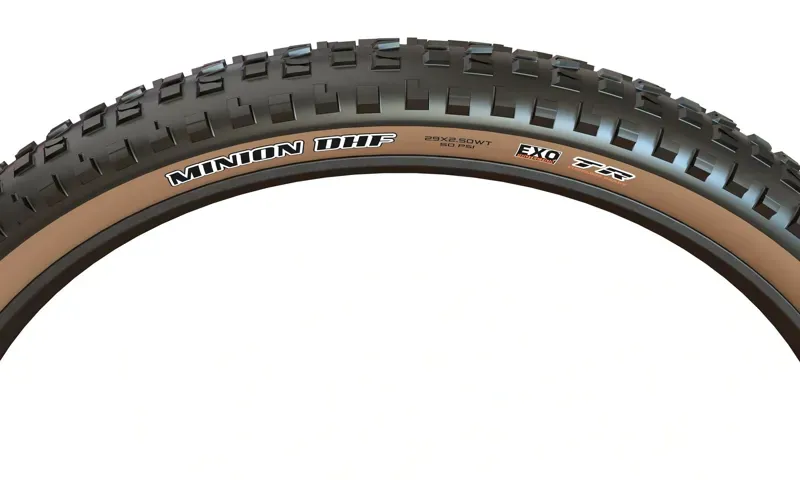 Maxxis Minion DHF Folding EXO TR Skinwall 2 Tyre in Black/Brown-1