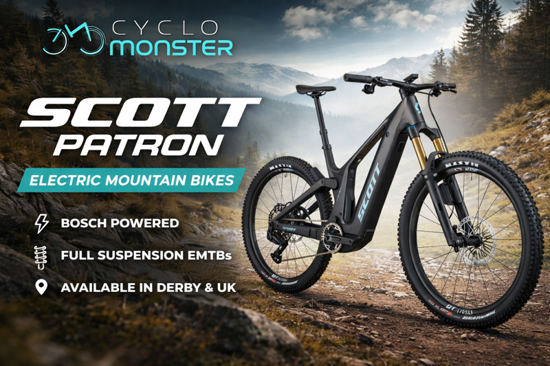 Scott Patron Electric Mountain Bikes UK – Full Suspension eMTB Range Derby | CycloMonster