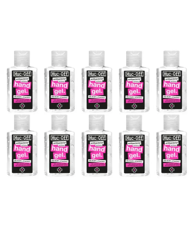 Muc-Off 10 Pack Antibacterial Sanitising Hand Gel 50ml - 79 Alcohol content. 