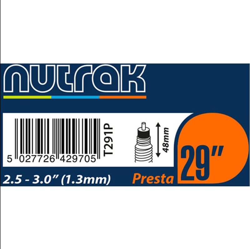 Nutrak 29 X 2.5 - 3.0 inch Presta Valve inner tube in Black