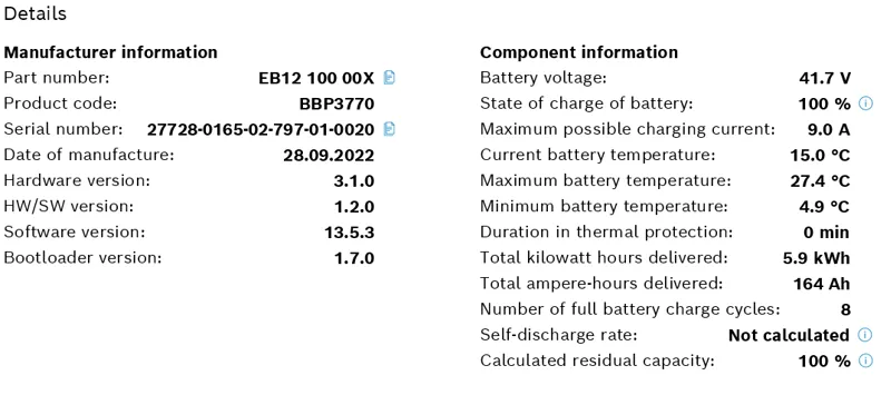 Used Bosch intube 750wh Battery bbp3770 Horizontal -3
