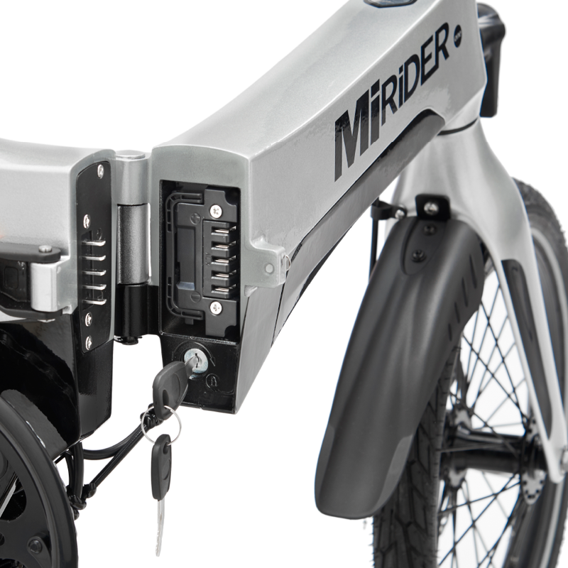 MiRiDER One 16 Folding E-Bike in Platinum Silver-1