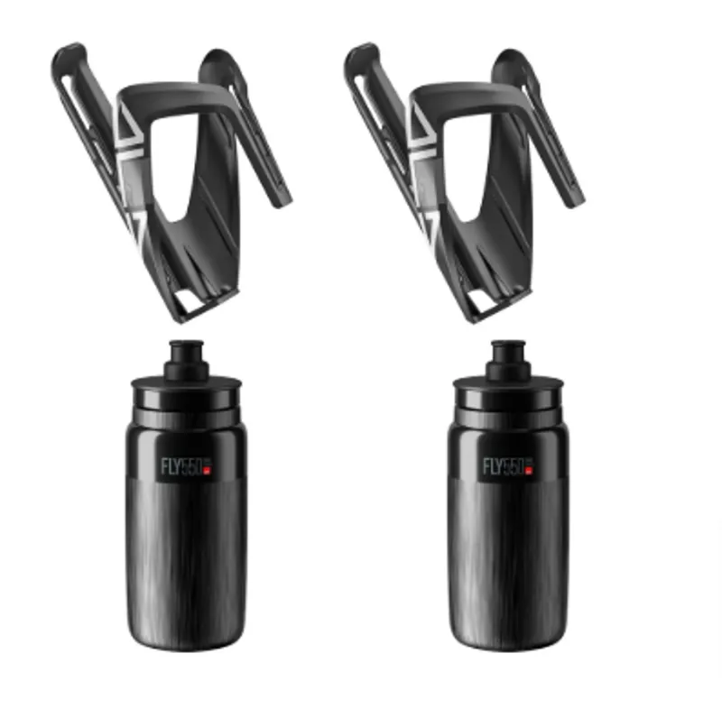 Elite Ala Bottle Cage x2 Bottle Black 550ml x2 Bundle Pair Product 