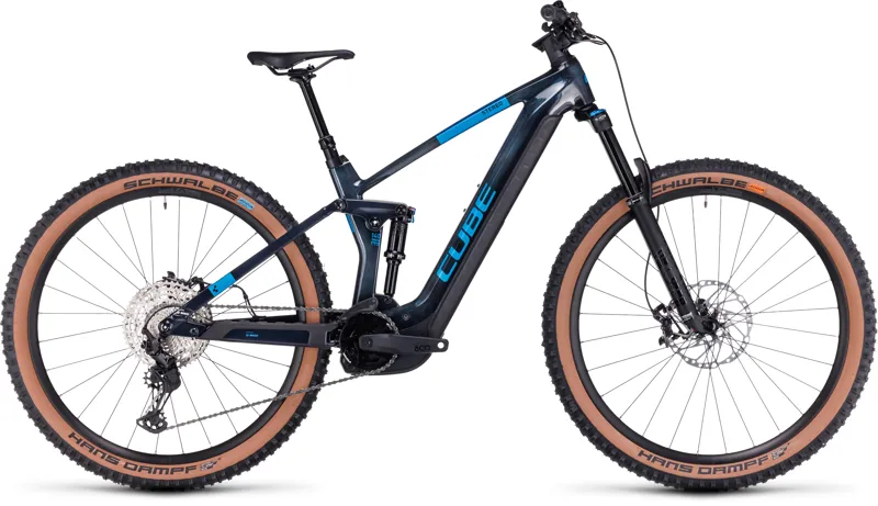 Cube Stereo Hybrid 140 HPC SLX 750 Electric Mountain Bike in Liquid Blue