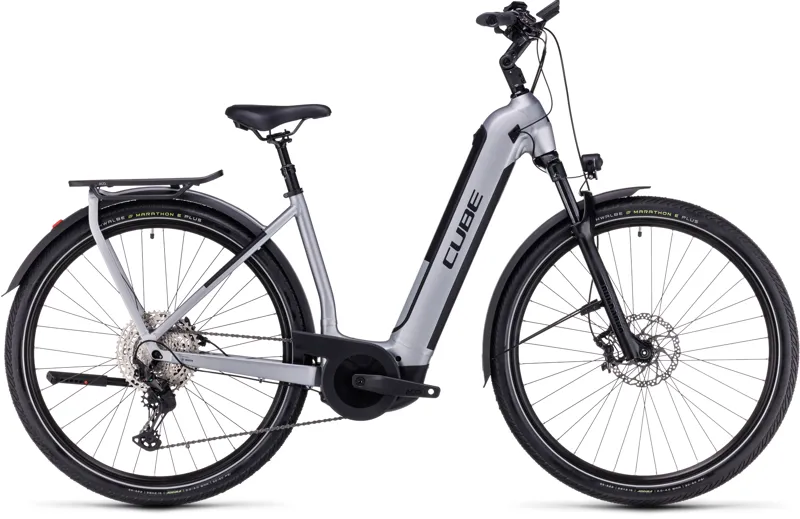 Cube Kathmandu Hybrid SLX 750 Electric Bike in Polar Silver-1
