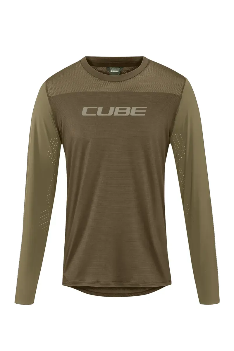 Cube MTB Round Neck Jersey Pro TM L/S in Olive