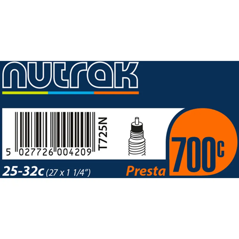 Nutrak Road Inner Tube 700 x 25/32 Presta Valve in Black -1
