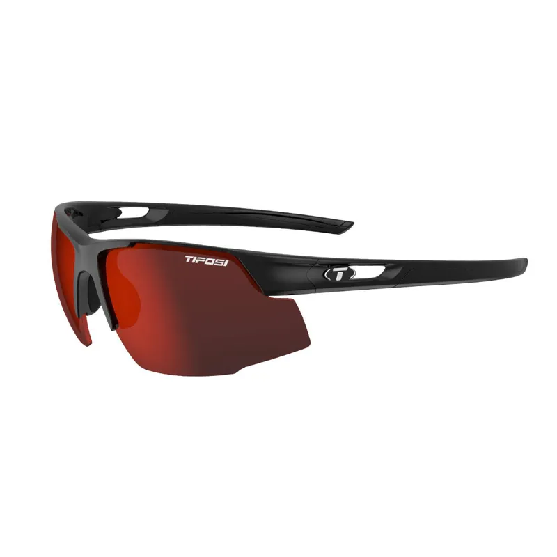 Tifosi Centus Single Smoke Red Lens Sunglasses in Gloss Black
