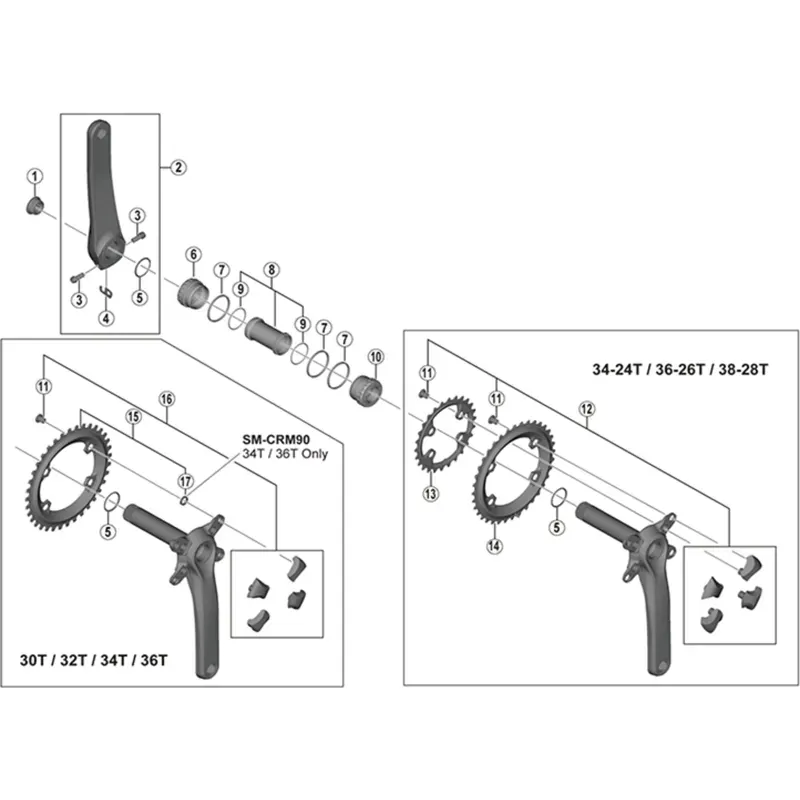 Shimano Spares FCM9000 Chainring Double Bolt 4-pack in Black-1